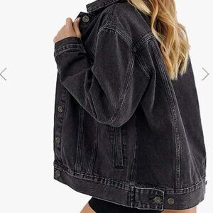Cantonwalker - Women's Jean Jackets - Black/Washed Charcoal